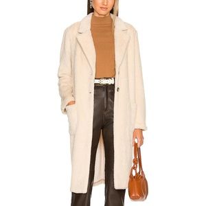 Sanctuary Juniper Longline Faux Fur Jacker Cafe/Beige, L NWT